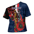 Sydney Roosters ANZAC Personalised Cross Shoulder Shirt Lest We Forget Poppy Camo