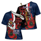 Sydney Roosters ANZAC Personalised Cross Shoulder Shirt Lest We Forget Poppy Camo