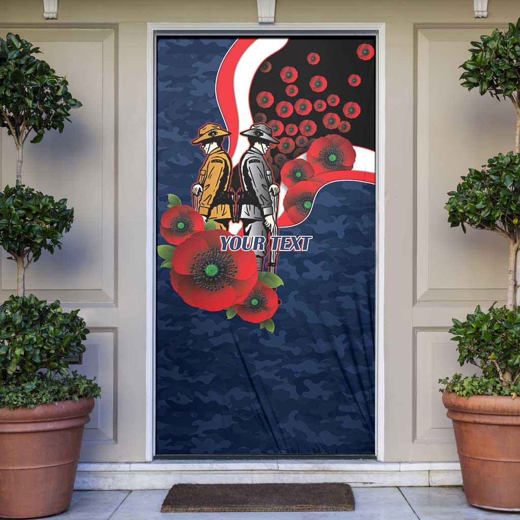 Sydney Roosters ANZAC Personalised Door Cover Lest We Forget Poppy Camo