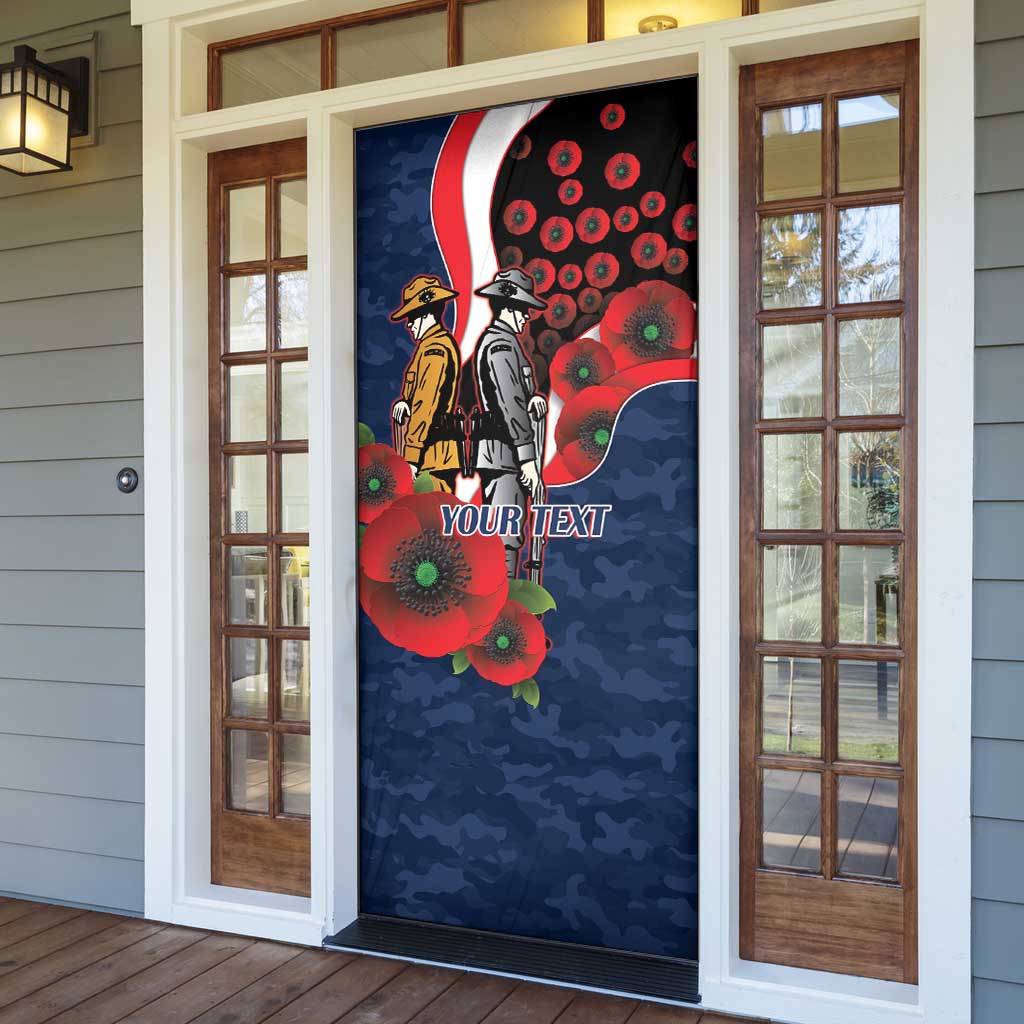 Sydney Roosters ANZAC Personalised Door Cover Lest We Forget Poppy Camo
