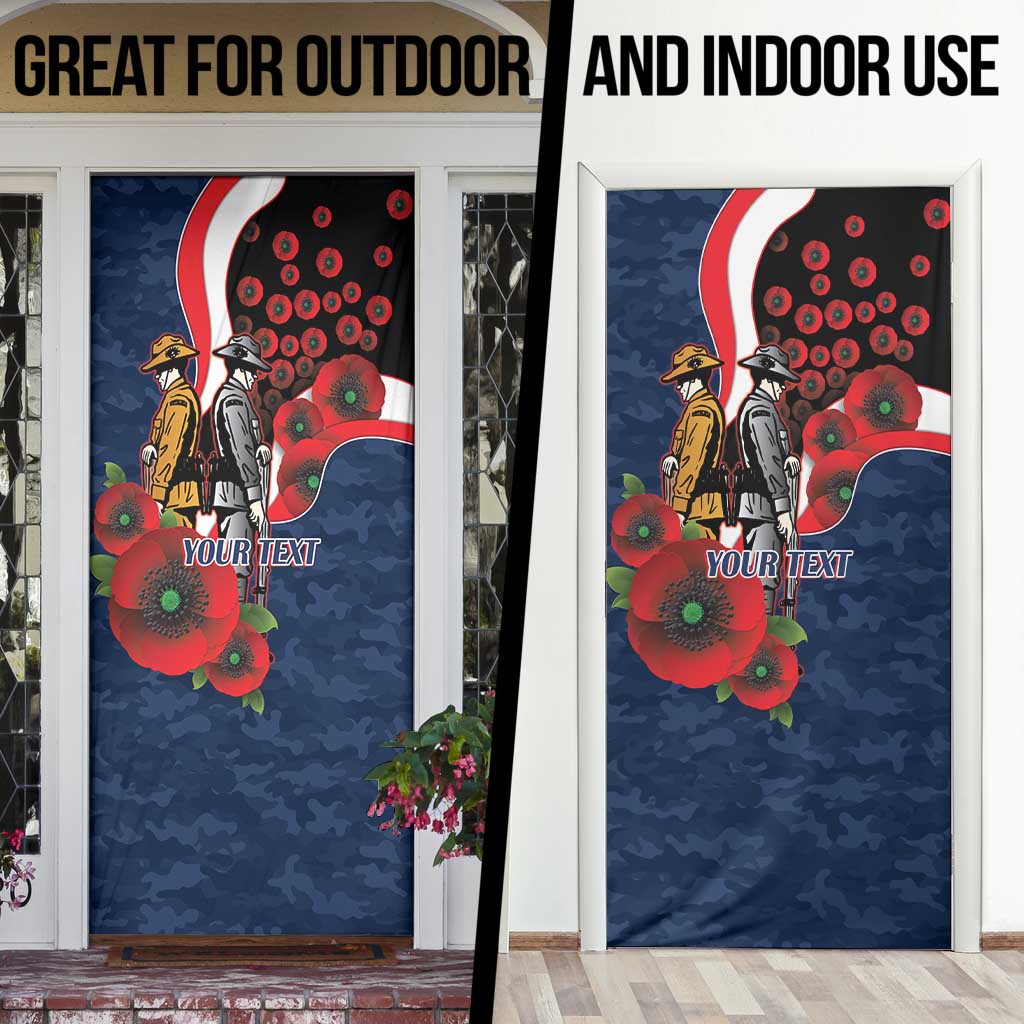Sydney Roosters ANZAC Personalised Door Cover Lest We Forget Poppy Camo