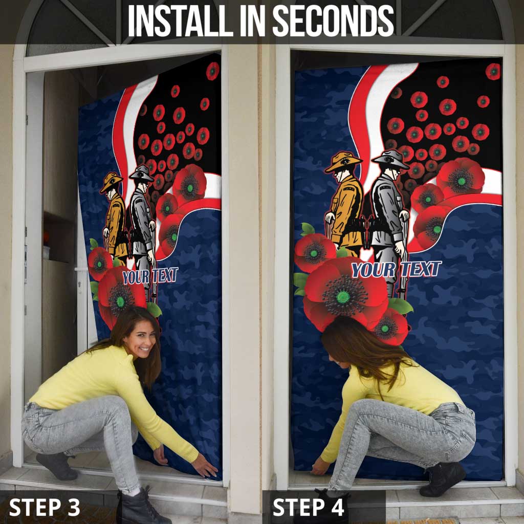 Sydney Roosters ANZAC Personalised Door Cover Lest We Forget Poppy Camo