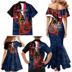 Sydney Roosters ANZAC Personalised Family Matching Mermaid Dress and Hawaiian Shirt Lest We Forget Poppy Camo
