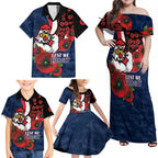 Sydney Roosters ANZAC Personalised Family Matching Off Shoulder Maxi Dress and Hawaiian Shirt Lest We Forget Poppy Camo