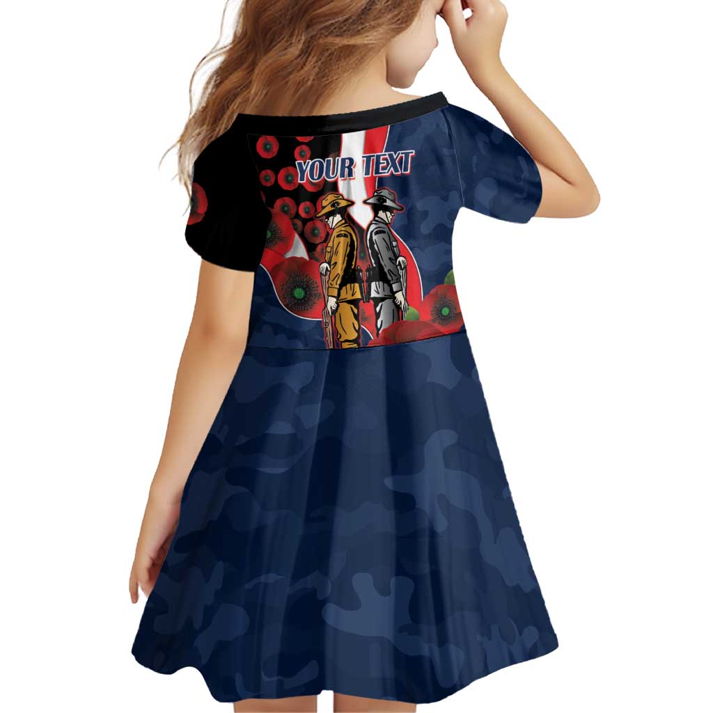 Sydney Roosters ANZAC Personalised Family Matching Off Shoulder Maxi Dress and Hawaiian Shirt Lest We Forget Poppy Camo