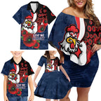 Sydney Roosters ANZAC Personalised Family Matching Off Shoulder Short Dress and Hawaiian Shirt Lest We Forget Poppy Camo