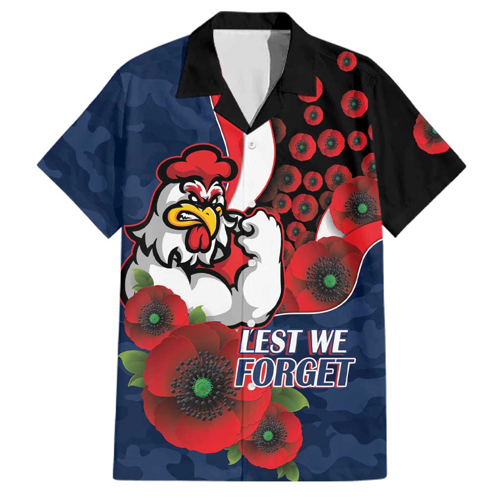 Sydney Roosters ANZAC Personalised Family Matching Puletasi and Hawaiian Shirt Lest We Forget Poppy Camo
