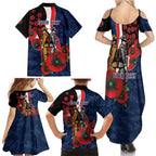 Sydney Roosters ANZAC Personalised Family Matching Summer Maxi Dress and Hawaiian Shirt Lest We Forget Poppy Camo