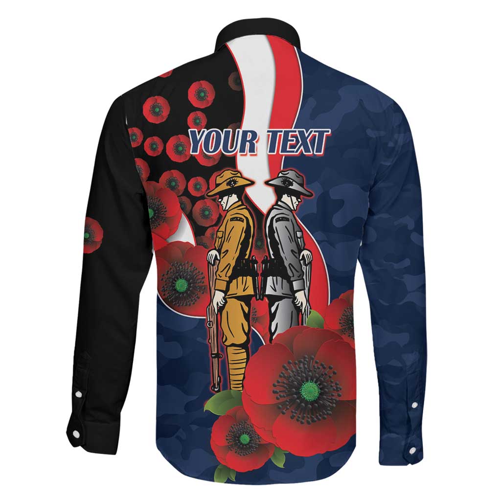 Sydney Roosters ANZAC Personalised Family Matching Tank Maxi Dress and Hawaiian Shirt Lest We Forget Poppy Camo