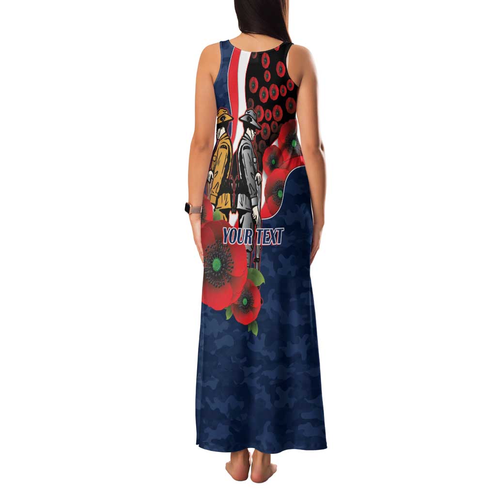 Sydney Roosters ANZAC Personalised Family Matching Tank Maxi Dress and Hawaiian Shirt Lest We Forget Poppy Camo