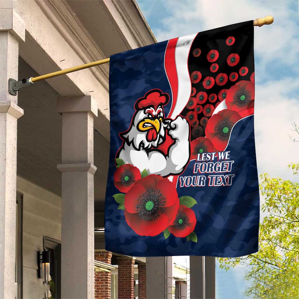 Sydney Roosters ANZAC Personalised Garden Flag Lest We Forget Poppy Camo