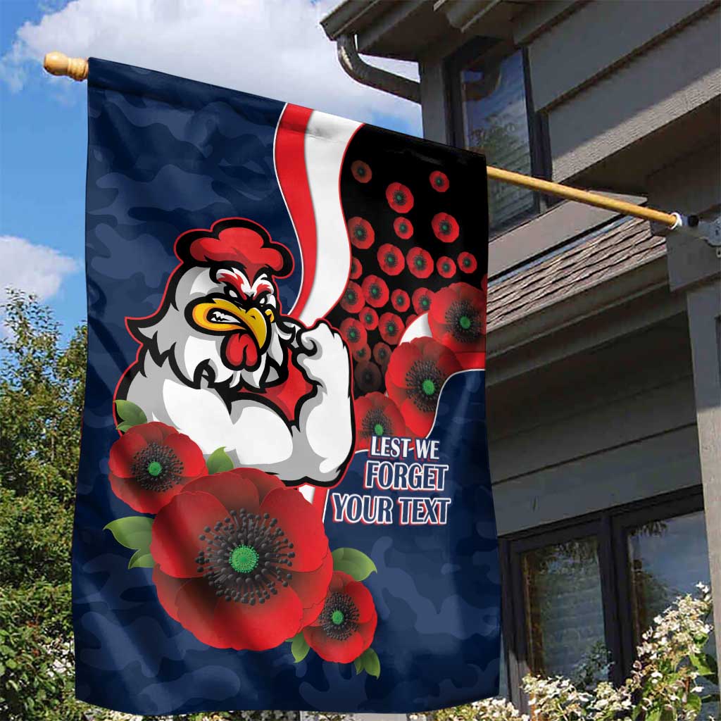 Sydney Roosters ANZAC Personalised Garden Flag Lest We Forget Poppy Camo