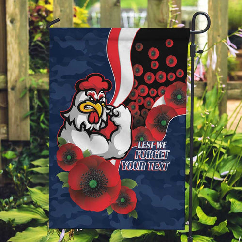 Sydney Roosters ANZAC Personalised Garden Flag Lest We Forget Poppy Camo