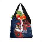 Sydney Roosters ANZAC Personalised Grocery Bag Lest We Forget Poppy Camo