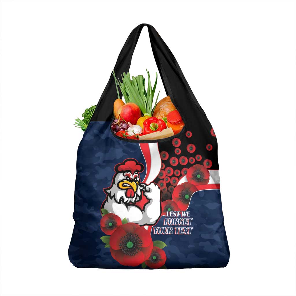 Sydney Roosters ANZAC Personalised Grocery Bag Lest We Forget Poppy Camo