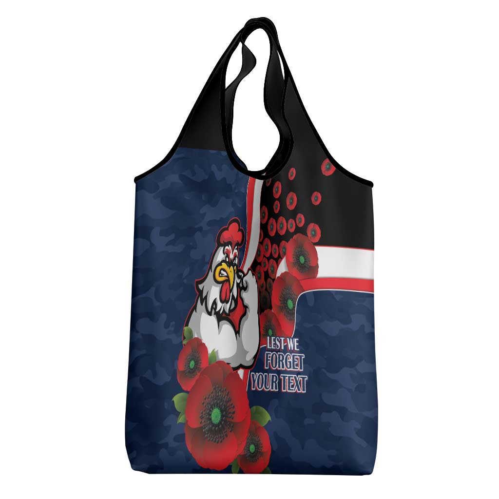Sydney Roosters ANZAC Personalised Grocery Bag Lest We Forget Poppy Camo