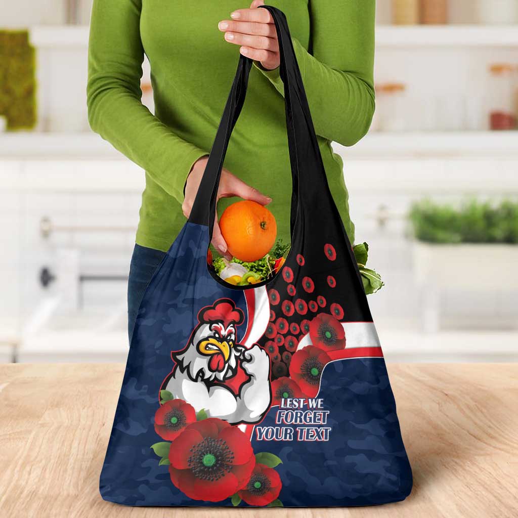 Sydney Roosters ANZAC Personalised Grocery Bag Lest We Forget Poppy Camo