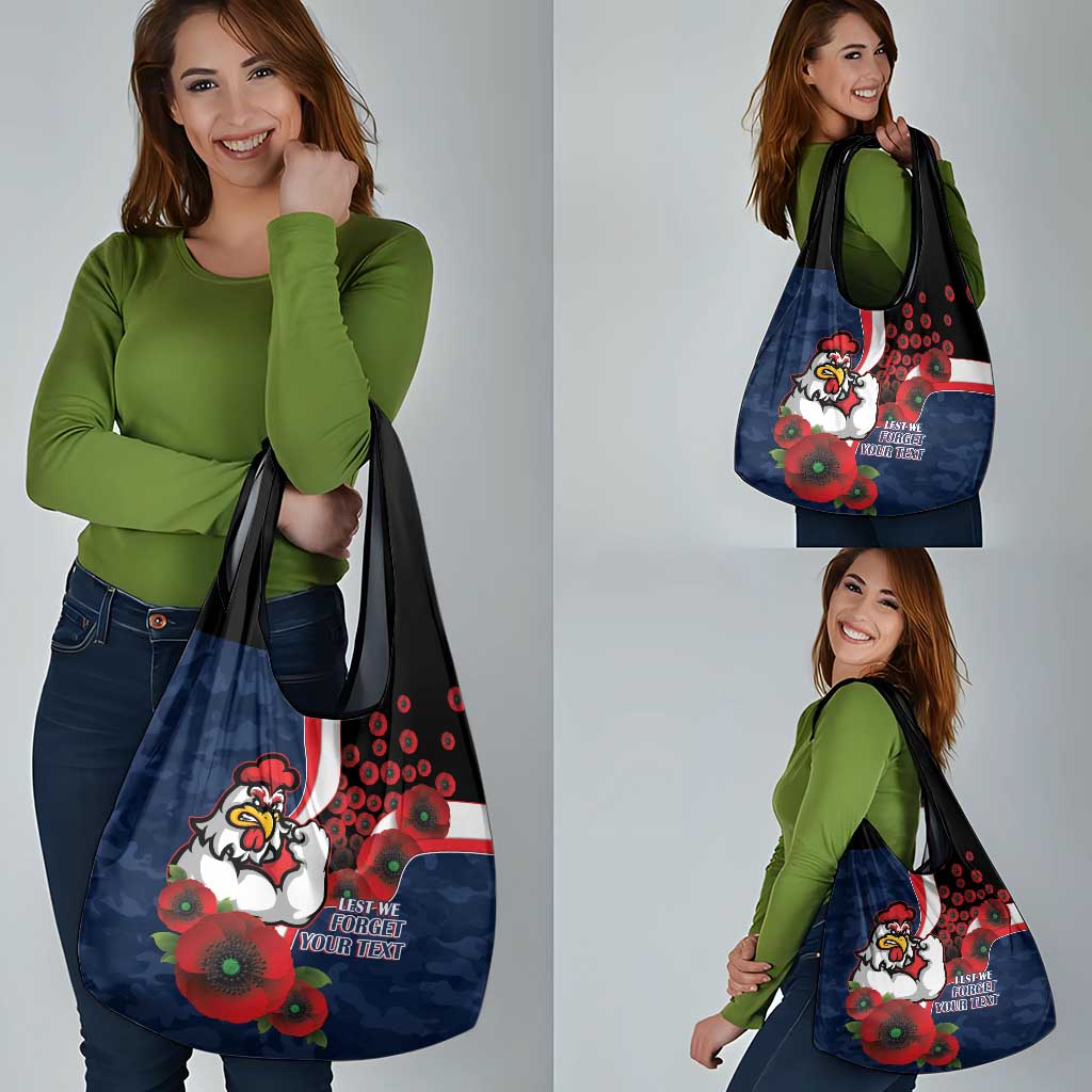 Sydney Roosters ANZAC Personalised Grocery Bag Lest We Forget Poppy Camo