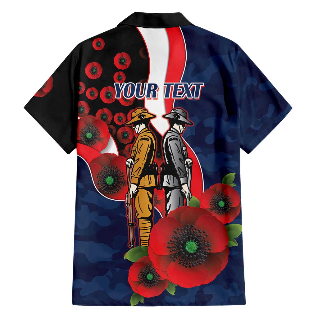 Sydney Roosters ANZAC Personalised Hawaiian Shirt Lest We Forget Poppy Camo