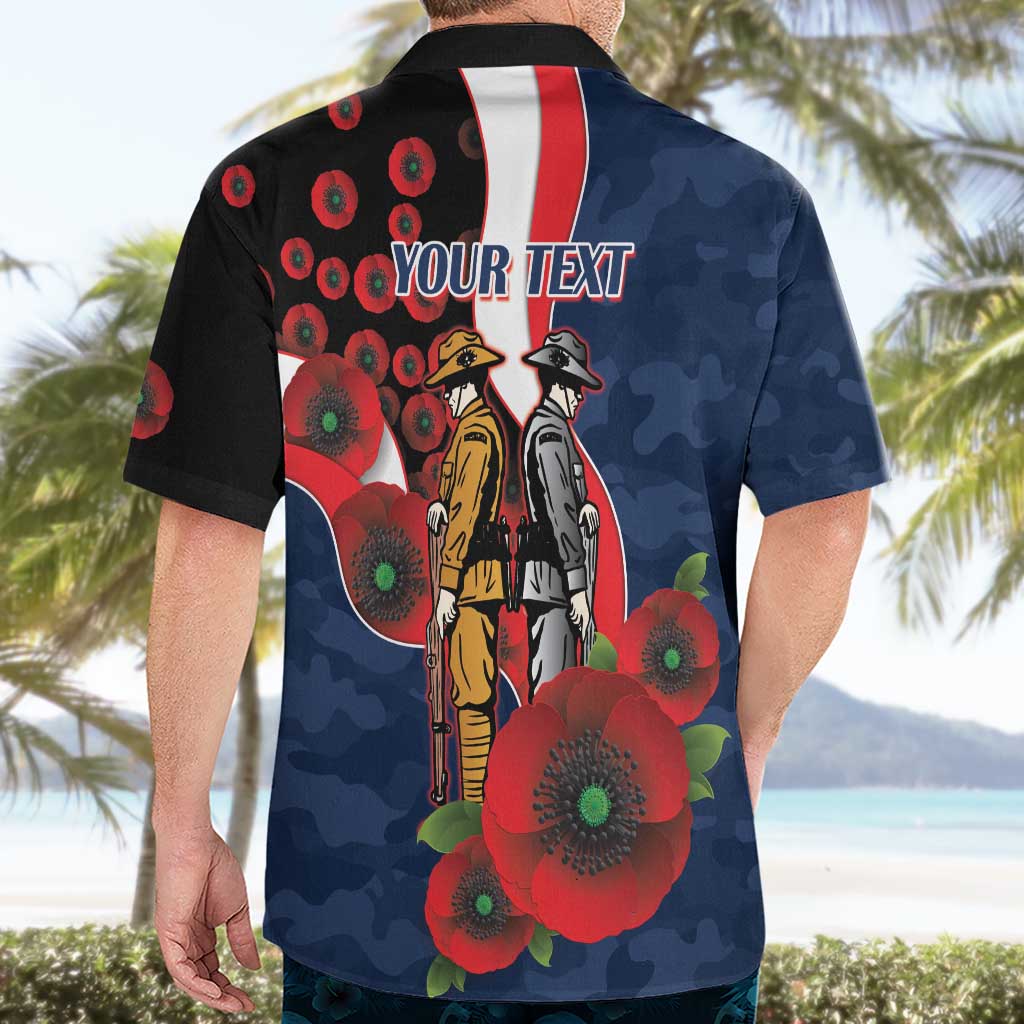 Sydney Roosters ANZAC Personalised Hawaiian Shirt Lest We Forget Poppy Camo