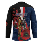 Sydney Roosters ANZAC Personalised Hockey Jersey Lest We Forget Poppy Camo