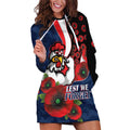 Sydney Roosters ANZAC Personalised Hoodie Dress Lest We Forget Poppy Camo