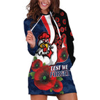 Sydney Roosters ANZAC Personalised Hoodie Dress Lest We Forget Poppy Camo