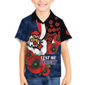 Sydney Roosters ANZAC Personalised Kid Hawaiian Shirt Lest We Forget Poppy Camo