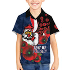 Sydney Roosters ANZAC Personalised Kid Hawaiian Shirt Lest We Forget Poppy Camo