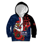 Sydney Roosters ANZAC Personalised Kid Hoodie Lest We Forget Poppy Camo