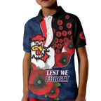 Sydney Roosters ANZAC Personalised Kid Polo Shirt Lest We Forget Poppy Camo