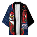 Sydney Roosters ANZAC Personalised Kimono Lest We Forget Poppy Camo