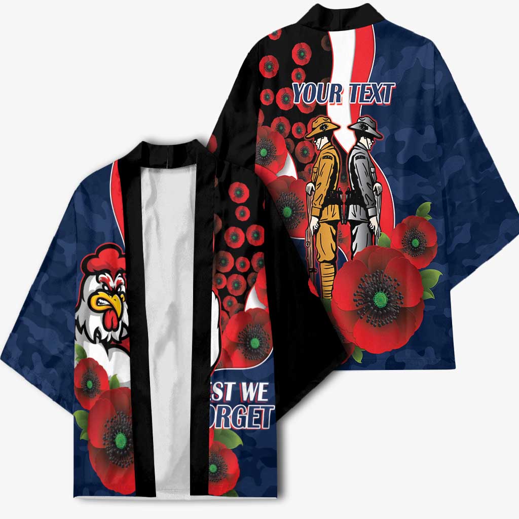 Sydney Roosters ANZAC Personalised Kimono Lest We Forget Poppy Camo