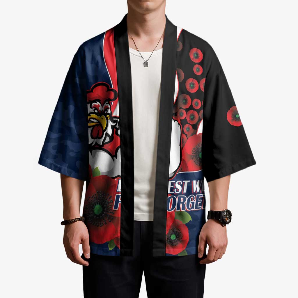 Sydney Roosters ANZAC Personalised Kimono Lest We Forget Poppy Camo