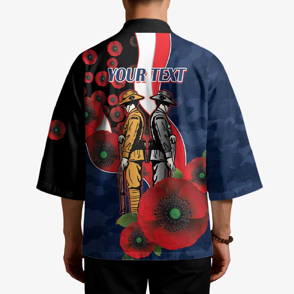 Sydney Roosters ANZAC Personalised Kimono Lest We Forget Poppy Camo