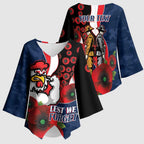 Sydney Roosters ANZAC Personalised Kimono Sleeve Blouse Lest We Forget Poppy Camo
