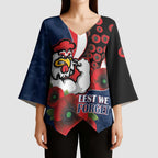 Sydney Roosters ANZAC Personalised Kimono Sleeve Blouse Lest We Forget Poppy Camo