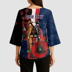Sydney Roosters ANZAC Personalised Kimono Sleeve Blouse Lest We Forget Poppy Camo