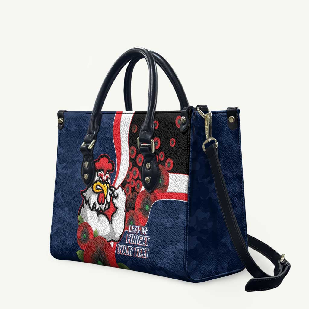 Sydney Roosters ANZAC Personalised Leather Bag Lest We Forget Poppy Camo