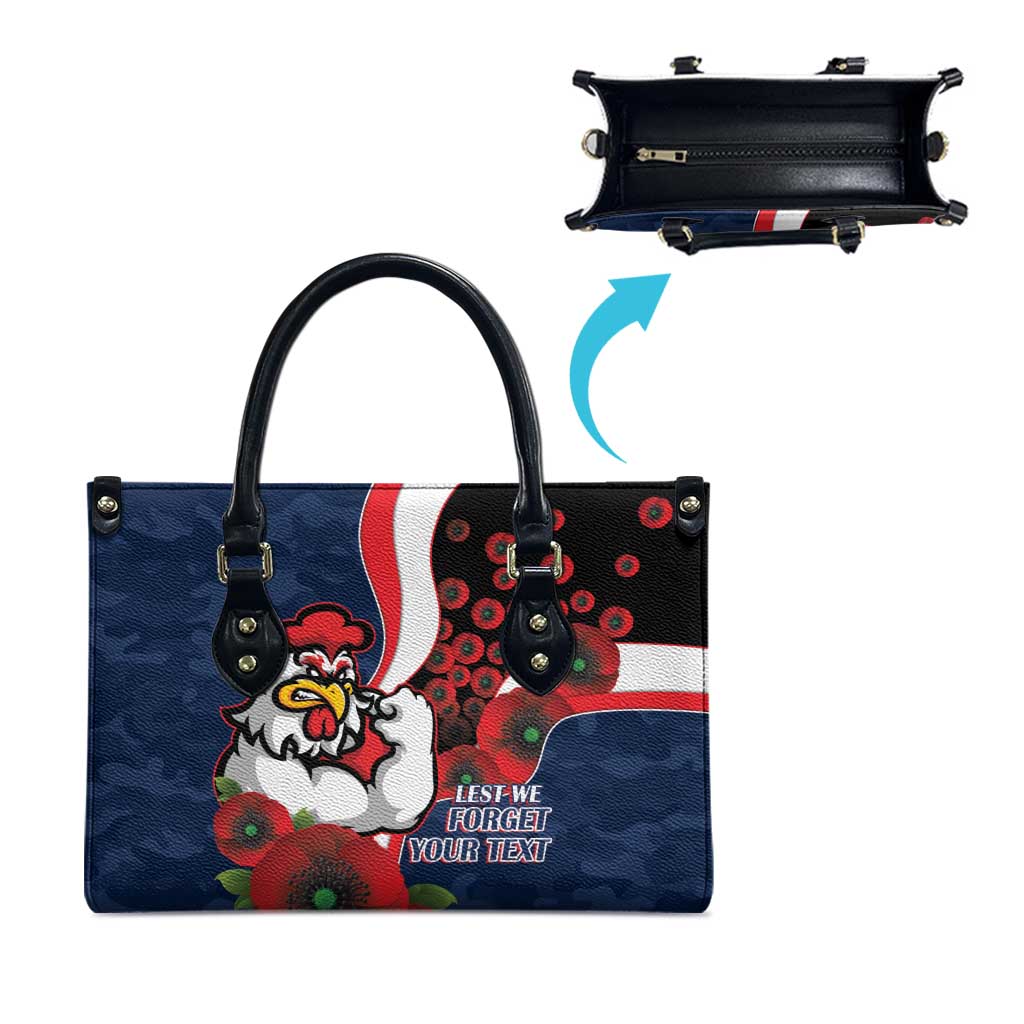 Sydney Roosters ANZAC Personalised Leather Bag Lest We Forget Poppy Camo