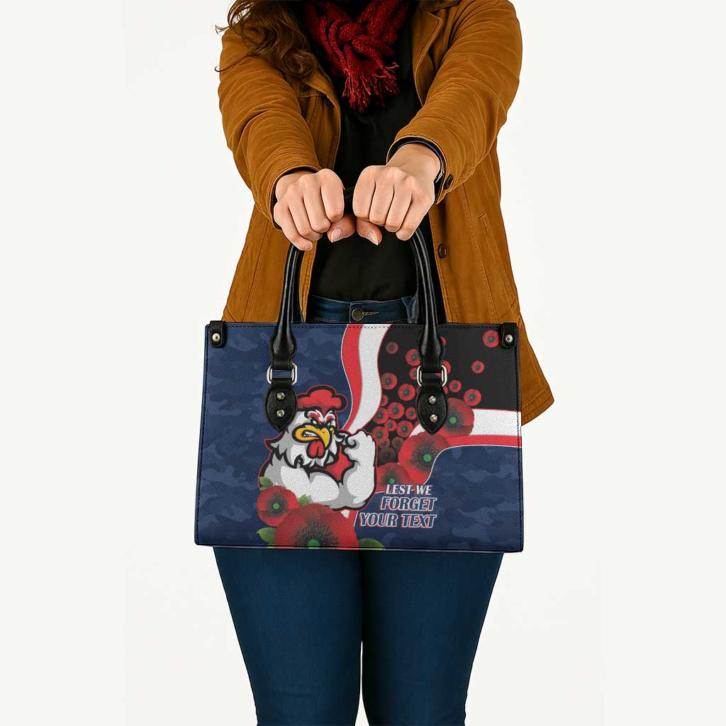 Sydney Roosters ANZAC Personalised Leather Bag Lest We Forget Poppy Camo