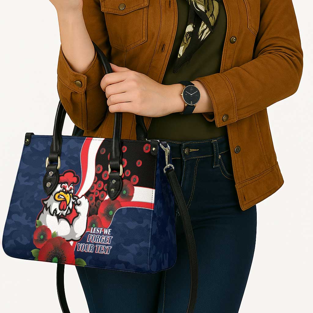 Sydney Roosters ANZAC Personalised Leather Bag Lest We Forget Poppy Camo