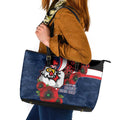 Sydney Roosters ANZAC Personalised Leather Tote Bag Lest We Forget Poppy Camo