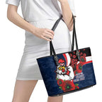 Sydney Roosters ANZAC Personalised Leather Tote Bag Lest We Forget Poppy Camo
