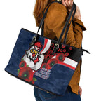 Sydney Roosters ANZAC Personalised Leather Tote Bag Lest We Forget Poppy Camo