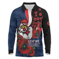 Sydney Roosters ANZAC Personalised Long Sleeve Polo Shirt Lest We Forget Poppy Camo