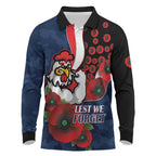 Sydney Roosters ANZAC Personalised Long Sleeve Polo Shirt Lest We Forget Poppy Camo