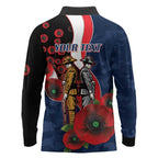Sydney Roosters ANZAC Personalised Long Sleeve Polo Shirt Lest We Forget Poppy Camo