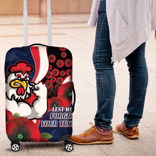 Sydney Roosters ANZAC Personalised Luggage Cover Lest We Forget Poppy Camo