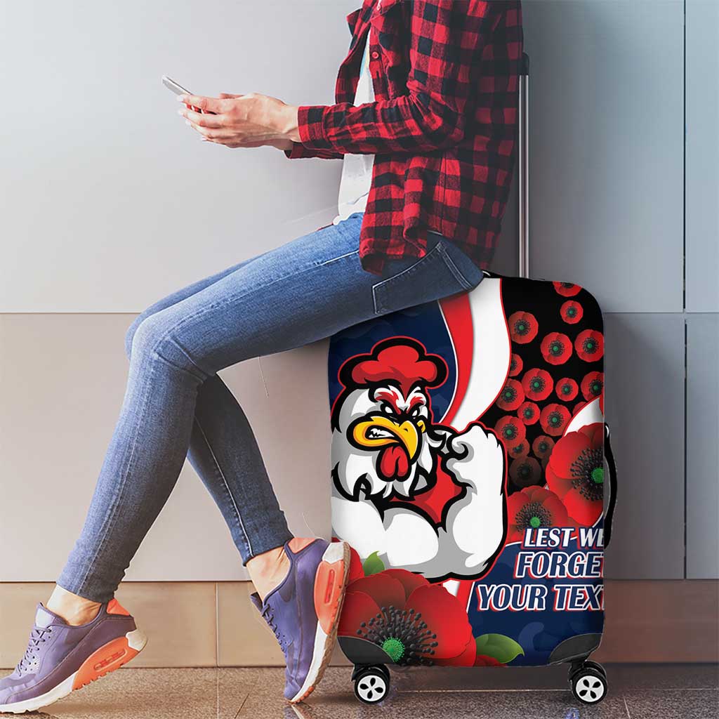 Sydney Roosters ANZAC Personalised Luggage Cover Lest We Forget Poppy Camo